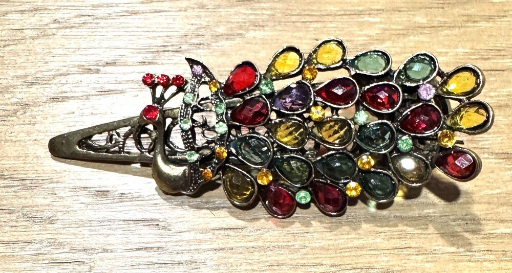 Bejeweled Peacock Hair Barrette Clip #22100 - Picture 9 of 10
